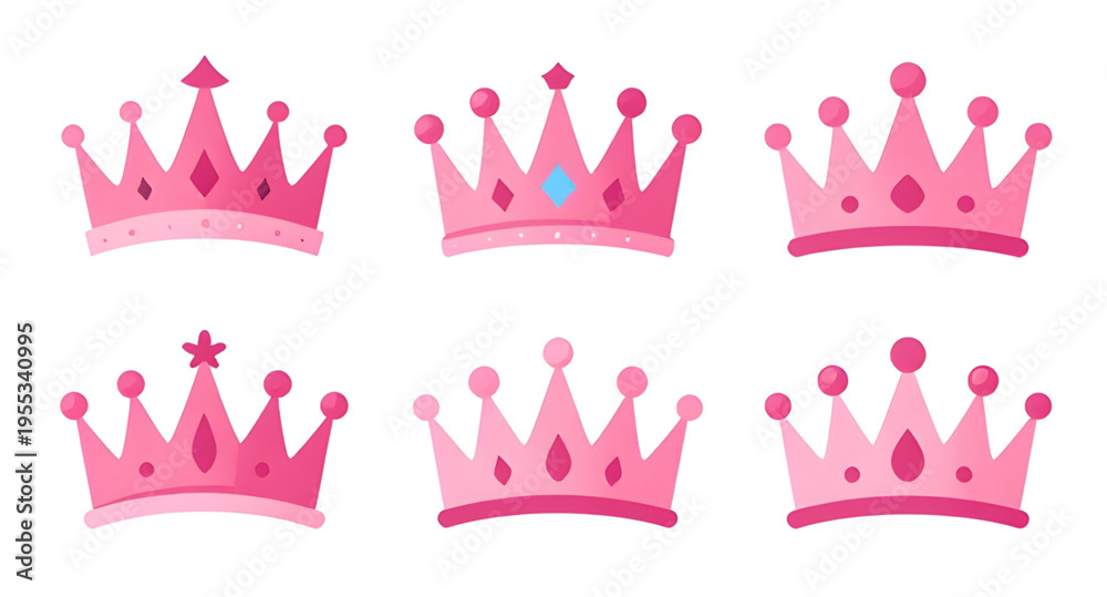 Fototapeta premium crown, princess, pink, royal, royalty, queen, tiara, gold, golden, jewel, jewels, diamond, sparkle, glitter, luxury, elegant, beauty, feminine, girl, kids, fairytale, fantasy, magic, story, castle, ki