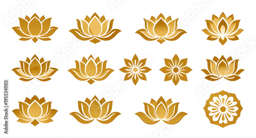lotus, gold, flower, golden, floral, blossom, bloom, petal, petals, botanical, plant, nature, sacred, spiritual, yoga, meditation, zen, harmony, peace, purity, symbol, icon, logo, design, element, dec