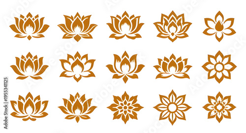 flower, lotus, gold, golden, floral, blossom, bloom, petal, petals, botanical, plant, nature, sacred, spiritual, yoga, meditation, zen, harmony, peace, purity, symbol, icon, logo, design, element, dec
