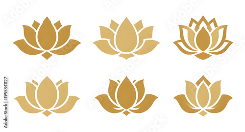 lotus, flower, gold, golden, floral, blossom, bloom, petal, petals, botanical, plant, nature, sacred, spiritual, yoga, meditation, zen, harmony, peace, purity, symbol, icon, logo, design, element, dec