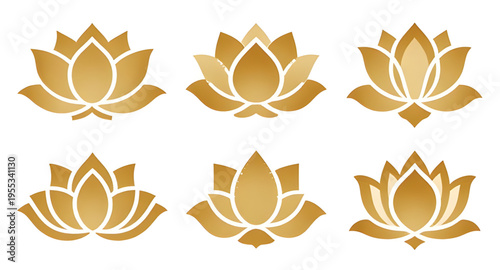 lotus, flower, gold, golden, floral, blossom, bloom, petal, petals, botanical, plant, nature, sacred, spiritual, yoga, meditation, zen, harmony, peace, purity, symbol, icon, logo, design, element, dec