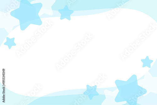 星柄フレームの水色ポップ背景イラスト素材コピースペース付き