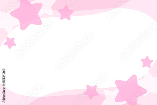 星柄フレームのピンク色ポップ背景イラスト素材コピースペース付き