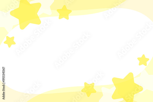 星柄フレームの黄色ポップ背景イラスト素材コピースペース付き