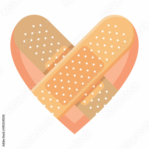 A creative representation of care and healing, this heart shape made from band-aids reflects the importance of nurturing, love, and compassion in human relationships and emotions.