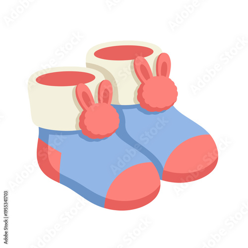 Adorable baby socks designed with bunny ear accents and pom-poms, perfect for keeping little feet warm with playful charm, embodying sweetness and joy for newborn outfits.