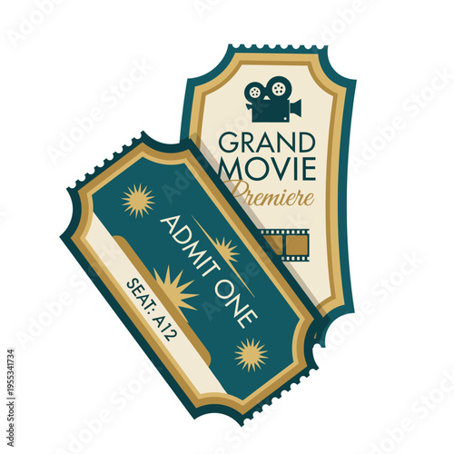 Beautifully designed movie premiere tickets that convey a sense of excitement and anticipation for the upcoming grand movie event, perfect for any film enthusiast.