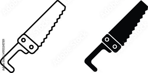 Saw hook tools black white Vector