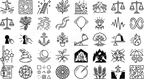 Metaphorical Symbols for Business Growth, Balance and Strategy