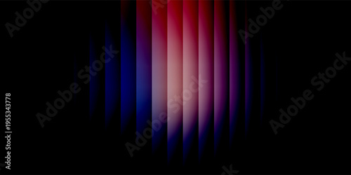 Ripple glass distortion background. Abstract fractal effect ribbed glass texture with vibrant gradients smooth fluted vertical lines. Reeded Bold dynamic design blending futuristic tones vector bg.