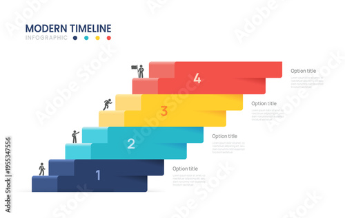 4 Steps Stairs Business Infographic Template for Process Presentation and Strategy Planning Vector Illustration.