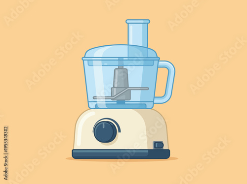A sleek and modern food processor sits proudly on a soft pastel background, representing contemporary kitchen technology that enhances food preparation with ease and style.