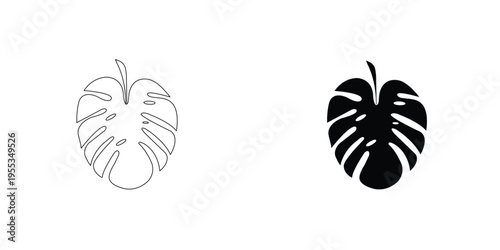 Monstera deliciosa plant leaf icon graphic design vector symbols. Best for Graphics