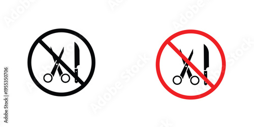 No scissors or no knives signs graphic design vector symbols. Best for Graphics