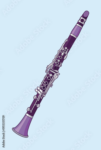 This image showcases a beautifully illustrated clarinet, emphasizing its elegant design and musical significance, ideal for music lovers and instrument enthusiasts.
