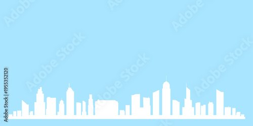 Minimalist building urban cityscape blue background