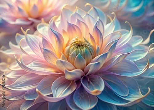 Surreal Pastel Flower Aerial Photography: Abstract Floral Art, Dreamlike Petals, Gold Thread, Elegant Design