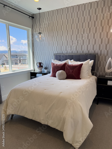 Bedroom with Scenic View and Accent Pillows