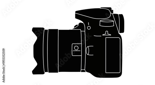 Minimalist DSLR Camera Silhouette Icon