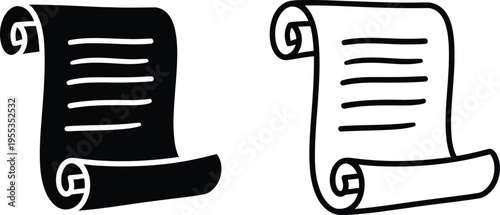 Black and white scrolls parchment ancient Vector