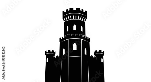 Minimalist Black Castle Silhouette Icon