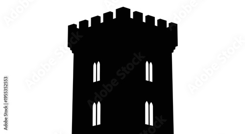 Black Silhouette of a Medieval Castle Tower