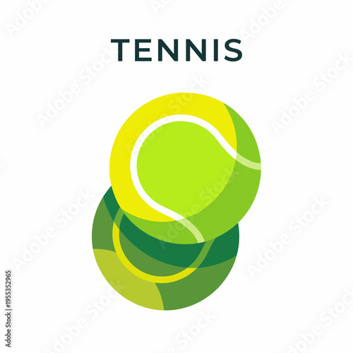 Two overlapping tennis balls in vibrant green tones showcase a modern and sleek design, perfect for sports merchandise or promotional material related to tennis.