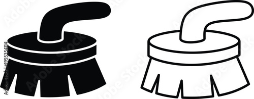 Black and white dustpan and brush Vector