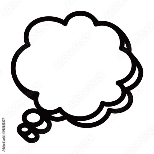 立体的な雲型の思考の吹き出し