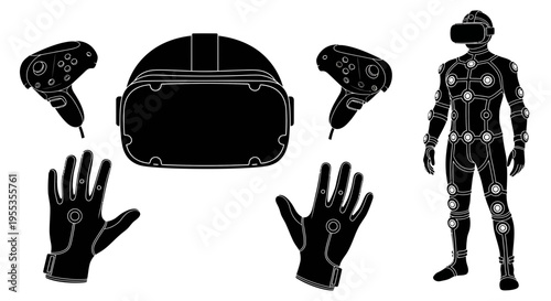 Virtual Reality Gear and Motion Capture Suit Set