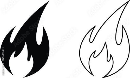 Black and white flame icons Vector
