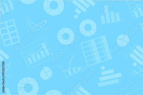 Abstract background featuring various data visualization elements in light blue