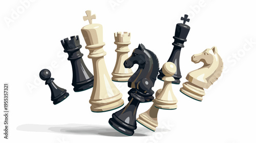 An artistic representation of chess pieces in motion, showcasing the strategic depth and tension of the classic game, embodying intellect, competition, and focus.