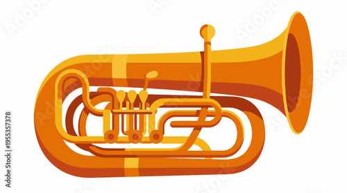 A bold and colorful illustration of a tuba, representing the joy of music and artistic expression, making a striking statement in the world of musical instruments and art.