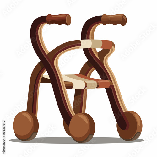 This illustration of a stylish walker designed for seniors showcases mobility assistance, emphasizing independence and comfort, highlighting the importance of accessibility in daily life.