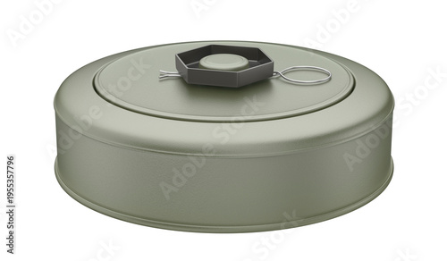 Anti-tank land mine on transparent background