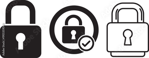 Padlock and lock icons for security and protection concepts