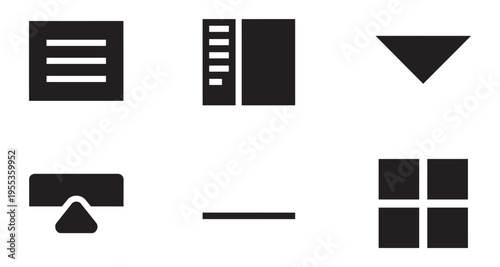 Bundle of basic UI navigation solid icons menu grid expand collapse arrows