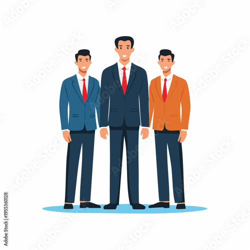 Three businessmen standing together in formal attire indoors