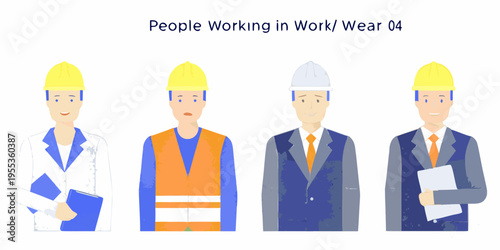 Illustration of four workers wearing different types of safety apparel