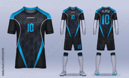 t-shirt sport design template, Soccer jersey mockup for football club. uniform front and back view.	