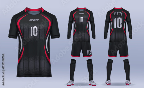 t-shirt sport design template, Soccer jersey mockup for football club. uniform front and back view.	