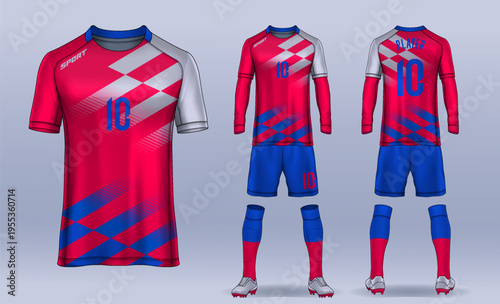 t-shirt sport design template, Soccer jersey mockup for football club. uniform front and back view.	