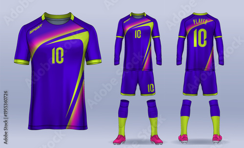 t-shirt sport design template, Soccer jersey mockup for football club. uniform front and back view.	