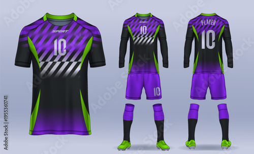 t-shirt sport design template, Soccer jersey mockup for football club. uniform front and back view.	