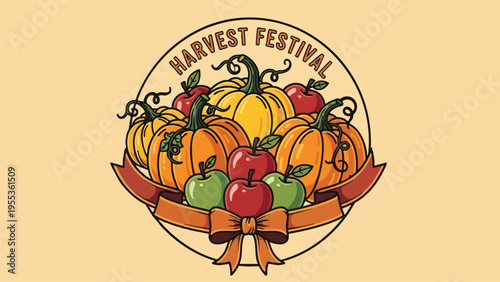 Autumn Harvest Festival Illustration - Thanksgiving & Fall Event Graphics