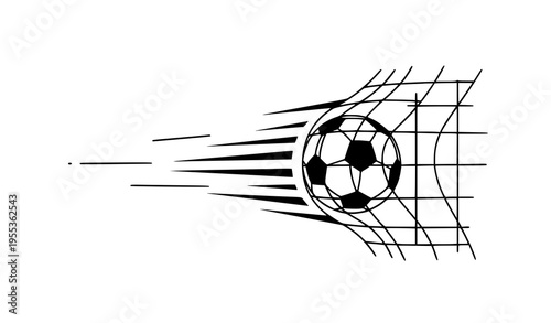 Football soccer goal banner flat style ball in net vector