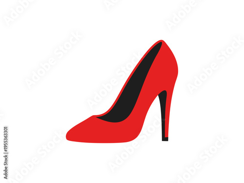 Red high heel shoe icon for fashion beauty and luxury female footwear style isolated on transparent background