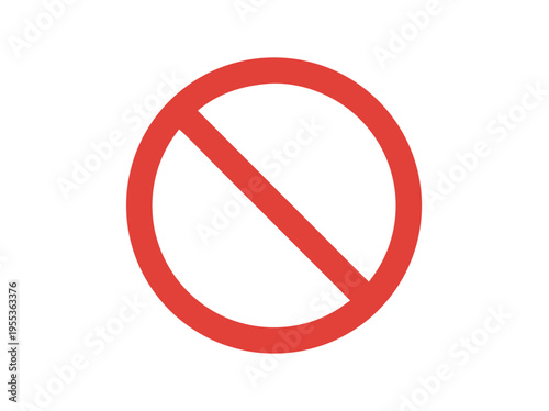 Red prohibited sign icon for no entry restriction and forbidden stop warning signal isolated on transparent background. Block symbol for social media use.