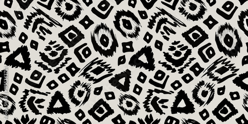 Abstract black and white pattern with irregular organic shapes and lines